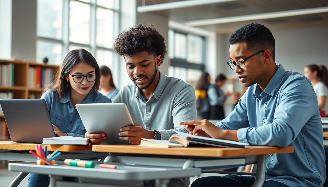 Students collaborating in study space